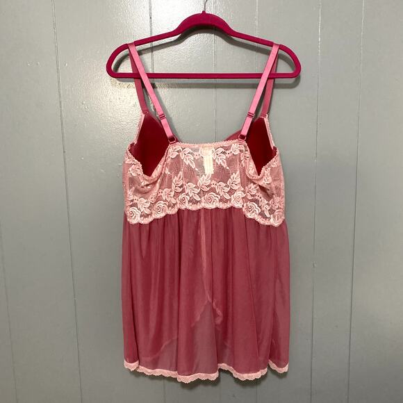 Jessica Simpson Pink Floral Lace Mesh Sheer Lined Wired Camisole 3X - Picture 5 of 6